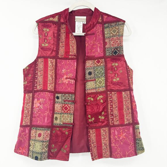 Cold Water Creek Womens Vintage Artsy Wool Blend Patchwork Paisley Floral Vest M - Picture 1 of 6